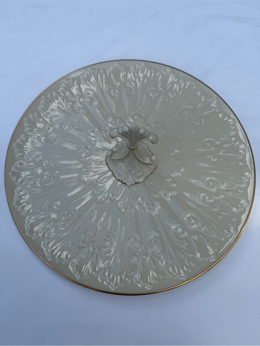 Lenox Château Collection Ivory Porcelain Serving Platter 24K Gold Handle